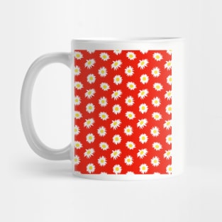 90’s Daisy Ditsy Pattern on Red Mug